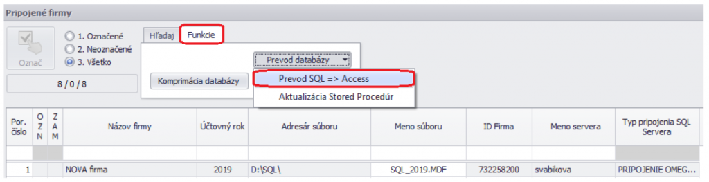 Prevod SQL databázy na Access